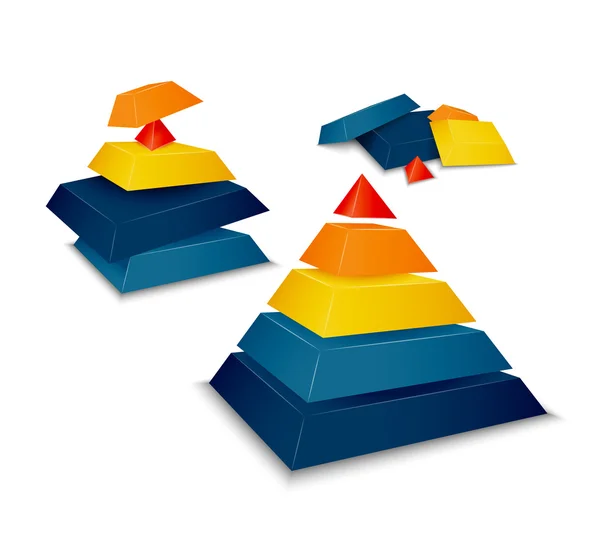 Piramide gemonteerd en gedemonteerd — Stockvector