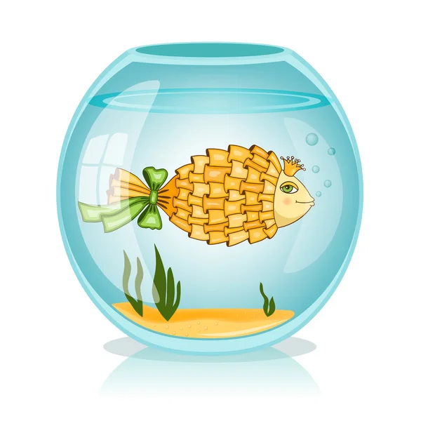 Guldfisk i en skål — Stock vektor