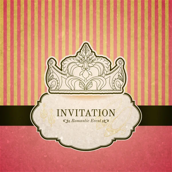 Princess invitation card with crown — Stock Vector