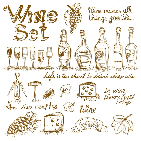 Ensemble d'éléments vinicoles — Image vectorielle