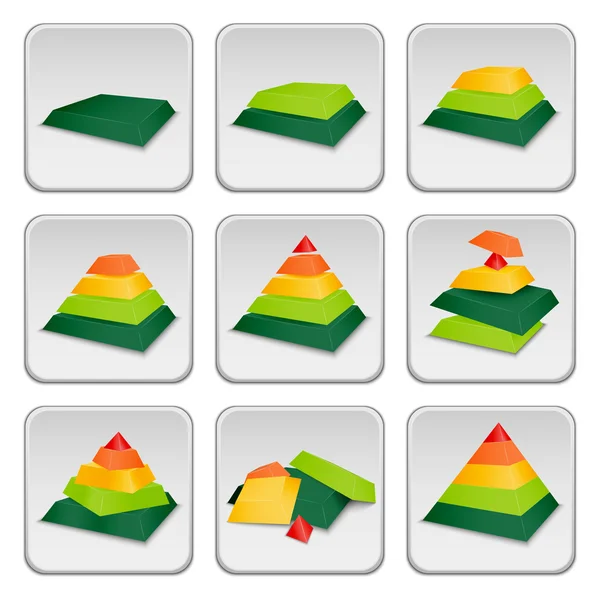 Pyramid status indicator icons — Stock Vector