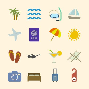 tatil simgeler, kontrast renk kümesi
