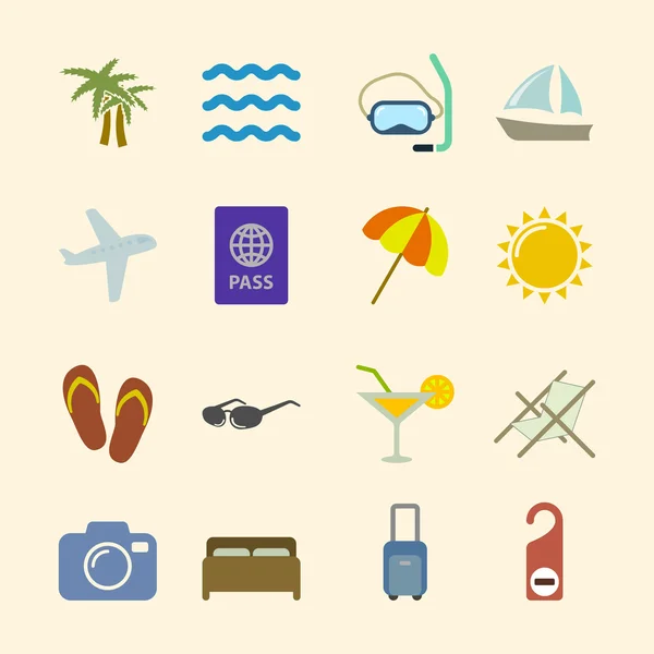 Conjunto de iconos de vacaciones, color de contraste — Vector de stock