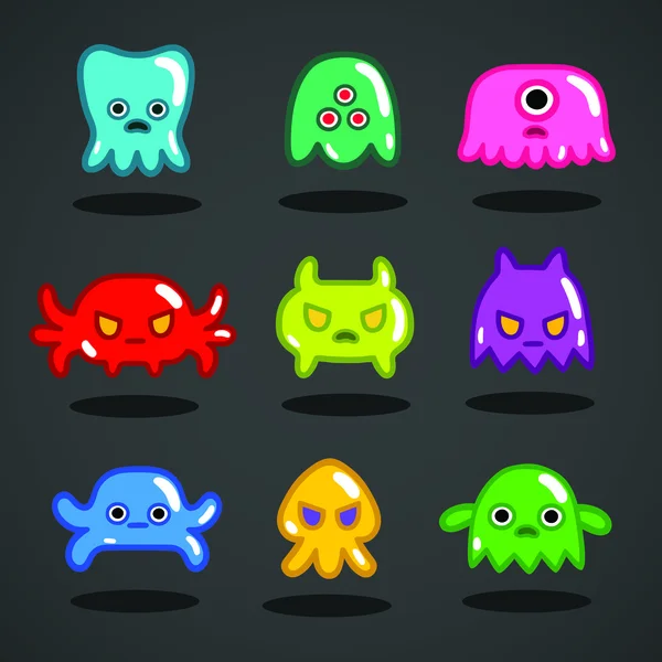 Grappig spel monsters collectie — Stockvector