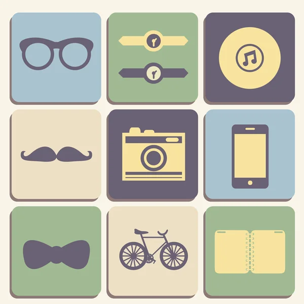Hipster iconset — Stock Vector
