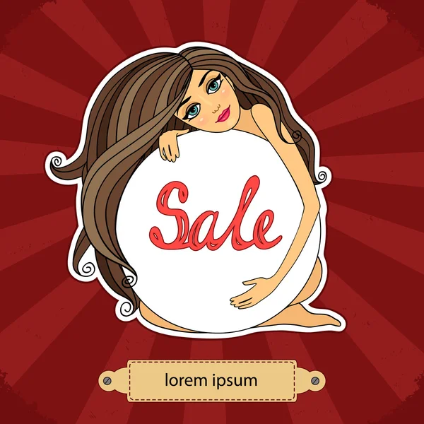Sale poster with a girl — Stock Vector