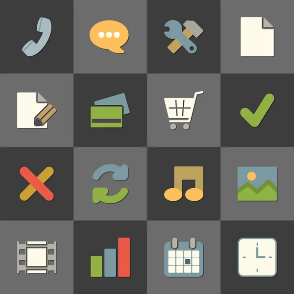 Site de compras on-line iconset, cor plana — Vetor de Stock