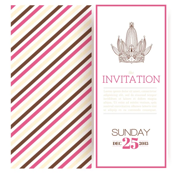 Striped princess invitation template — Stock Vector