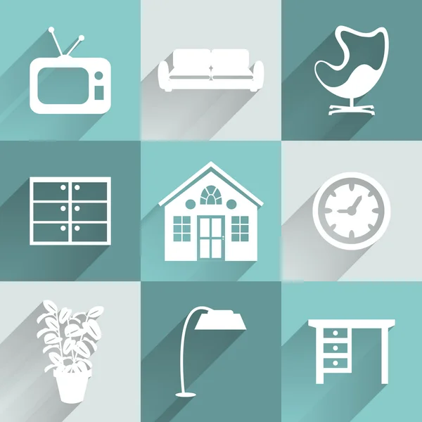 Interior furniture icons set — Stock Vector