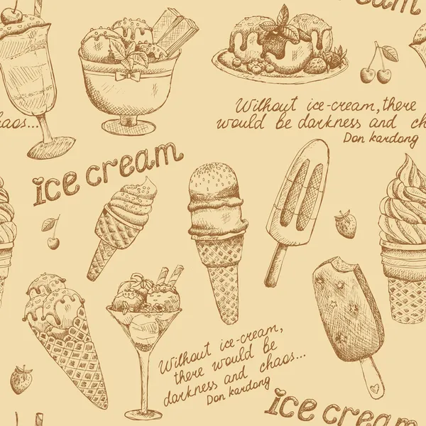 アイスクリーム ビンテージ パターン — ストックベクタ