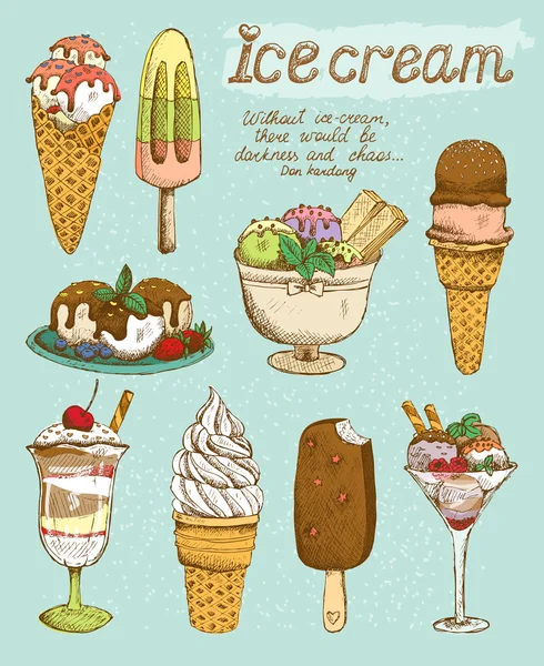 Set de sabrosos helados — Vector de stock