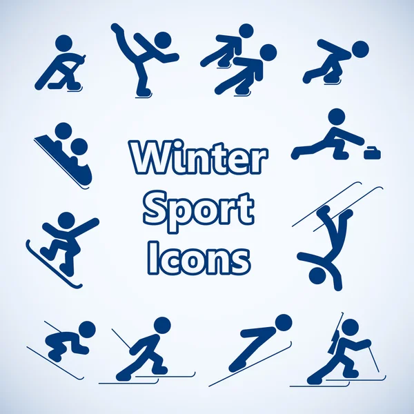 Conjunto de iconos de deportes de invierno — Vector de stock