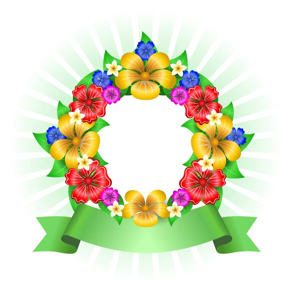 Tropical flowers wreath frame — Stock Vector