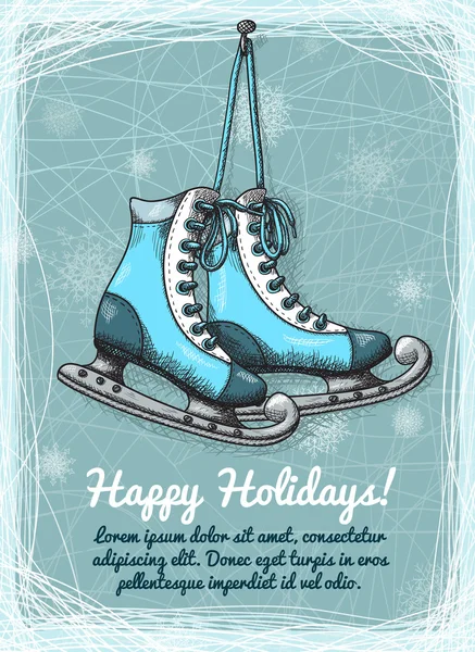 Skate vacances hiver invitation — Image vectorielle