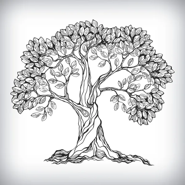 Símbolo árbol dibujado a mano — Vector de stock