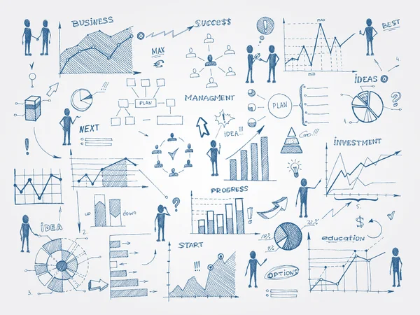 Doodle Business Management Infografik Elemente lizenzfreie Stockvektoren