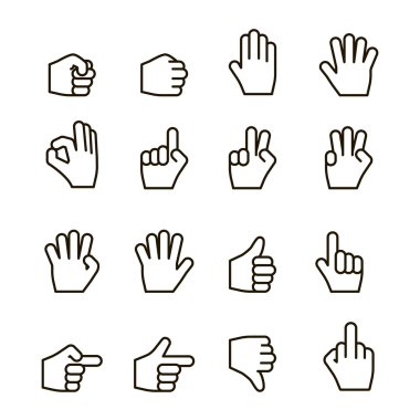 el jestleri Iconset, kontur düz