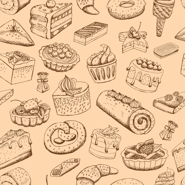 Pâtisseries sucrées sans couture — Image vectorielle