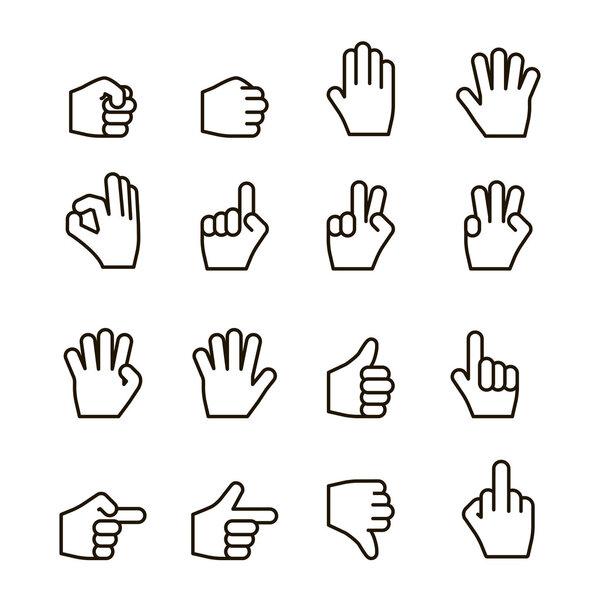 Иконка жестов, контур плоский
