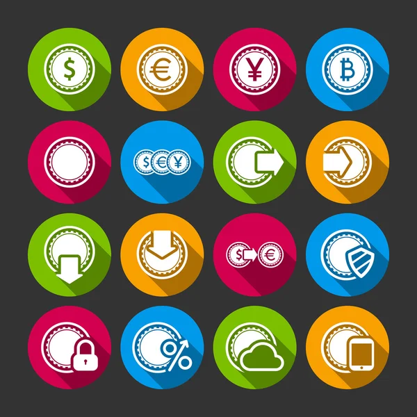 Collection of coins for finance or money app — Stock Vector