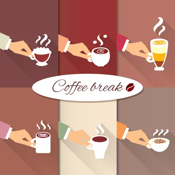 Manos de negocios que ofrecen bebidas de café caliente — Vector de stock