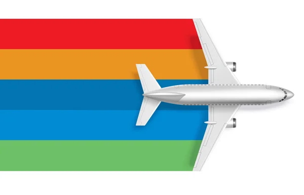 Airplane with blank rainbow for message text — Stock Vector