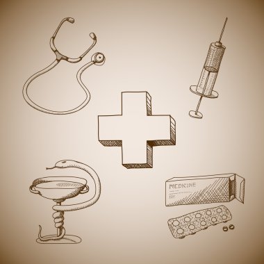 Collection of medical symbols clipart