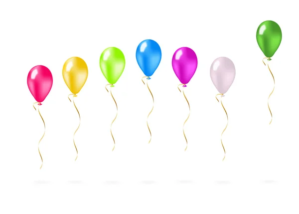 Balões voadores coloridos em uma linha — Stockvector