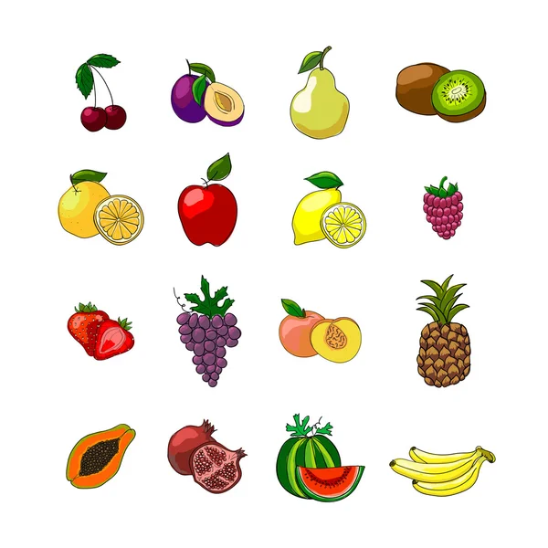 Ensemble d'icônes de fruits — Image vectorielle