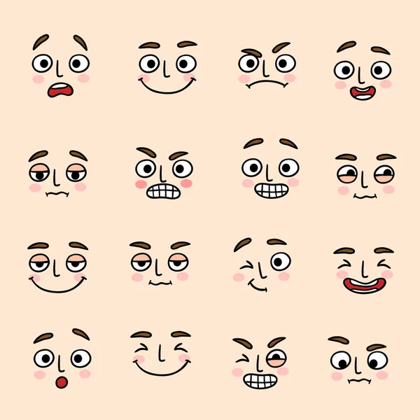 Facial mood expression icons set — Stock Vector