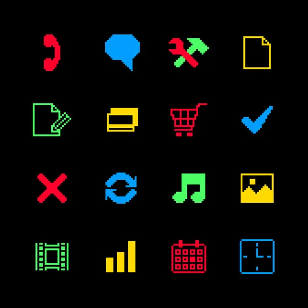 Barevný pixel ikony pro online nakupování — Stockový vektor