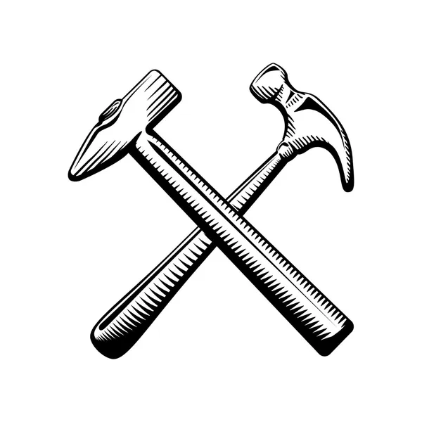Två korsade hammare symbol — Stock vektor