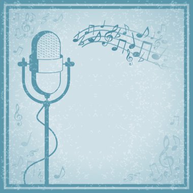 Müzik antika arka plan ile mikrofon