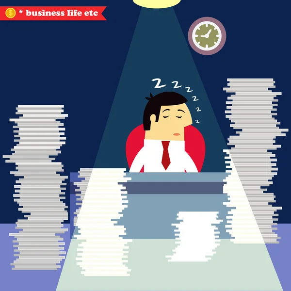Businessman sleeping at the desk — Stock Vector