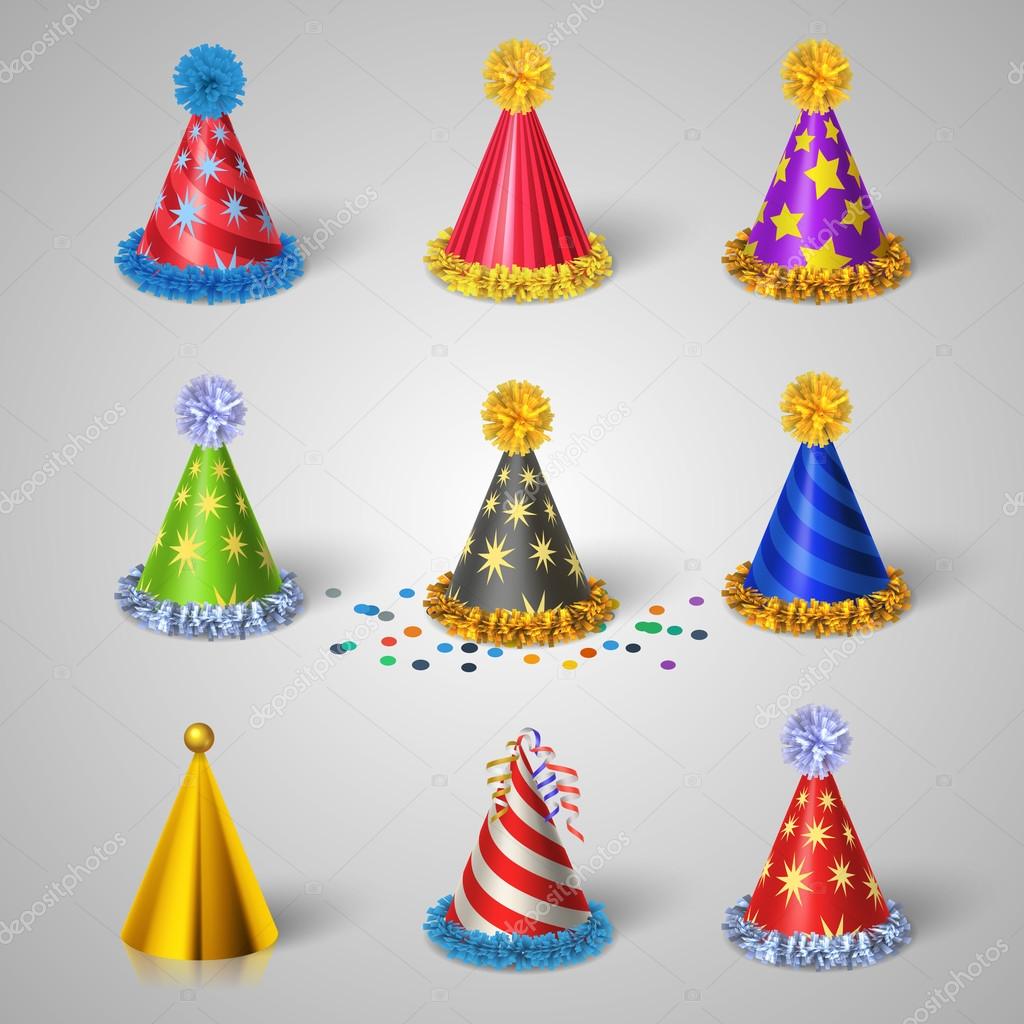 Party hat icons set