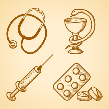 Icons set of medical items clipart