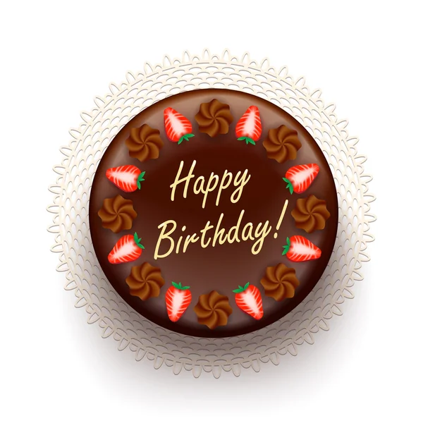 Çilek pasta çikolatalı doğum günü — Stok Vektör