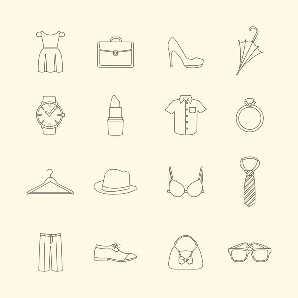 Móda a oblečení příslušenství ikony — Stockový vektor