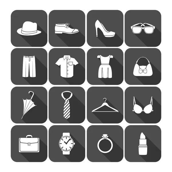 Mannen en vrouwen kleding accessoires pictogrammen — Stockvector