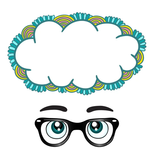 Glasses with eyes dreaming concept — Stock Vector