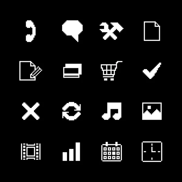 Kontrastpixel-Icons für das Interface-Design gesetzt — Stockvektor