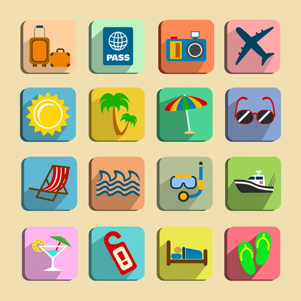 Global turizm Icons set — Stok Vektör