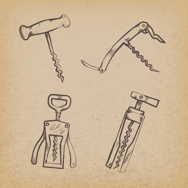 Retro corkscrews topluluğu — Stok Vektör