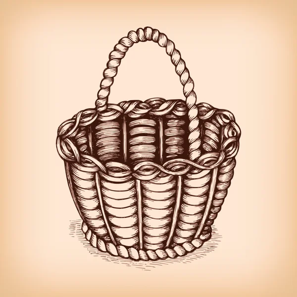 Эмблема плетёной корзины — стоковый вектор