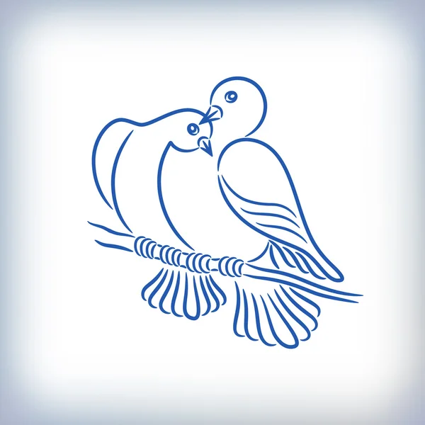 Symbol von zwei schönen Tauben — Stockvektor