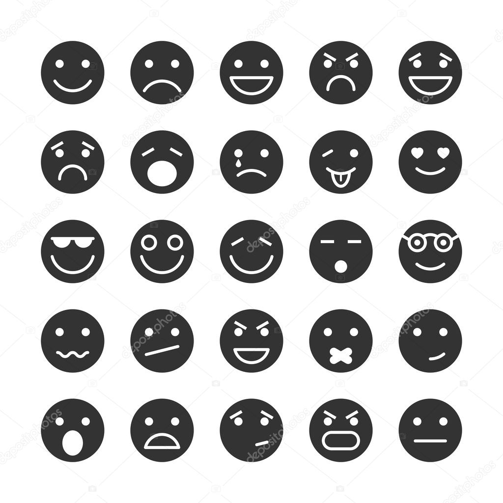 Smiley faces icons set of emotions