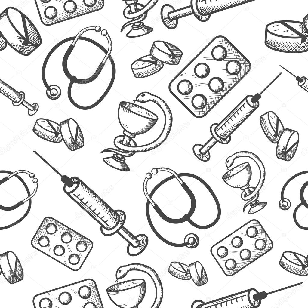 Seamless background of medical items