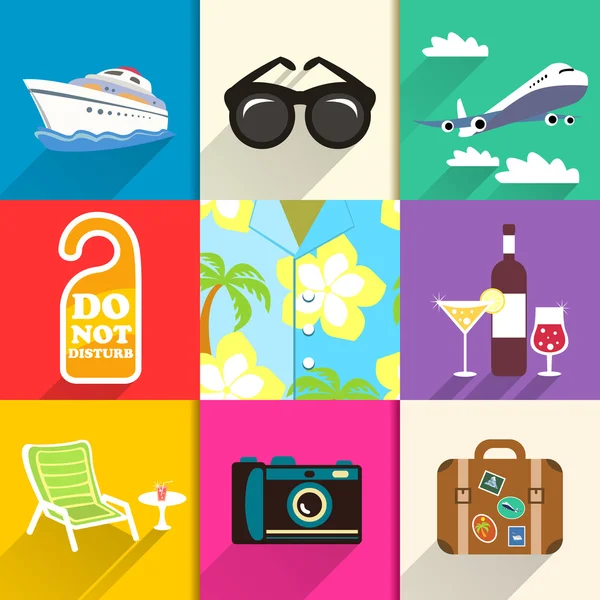 Ensemble d'icônes de voyage et vacances — Image vectorielle
