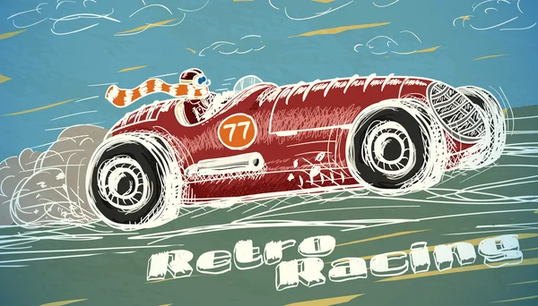 Retro yarış araba poster — Stok Vektör