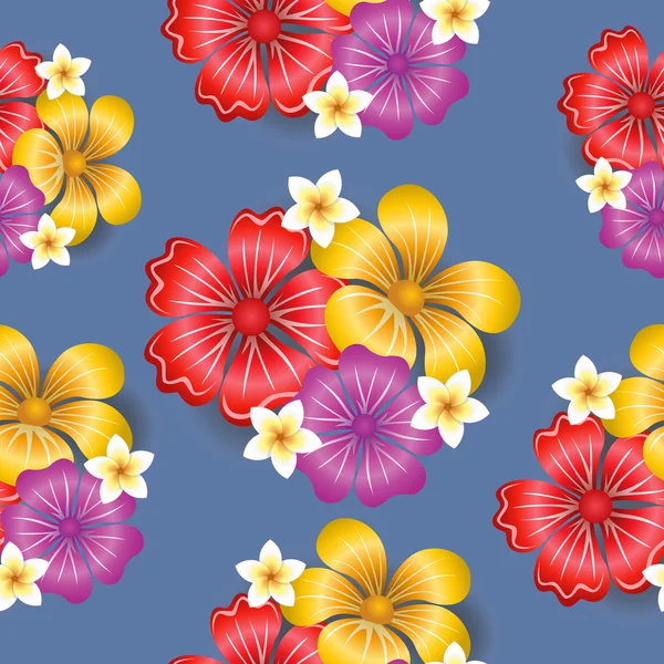 Tropical flowers seamless pattern background — Stock Vector